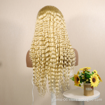 Annione Cuticle Aligned Hair Full Lace Body Wave Wig 613 Kinky Curly Wig Blonde Human Hair Wig HD Lace Frontal